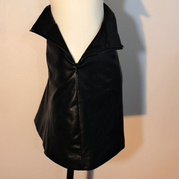 OAK+FORT VEGAN LEATHER MINI SKIRT BLACK LINED SIZE 10 - Picture 4 of 8